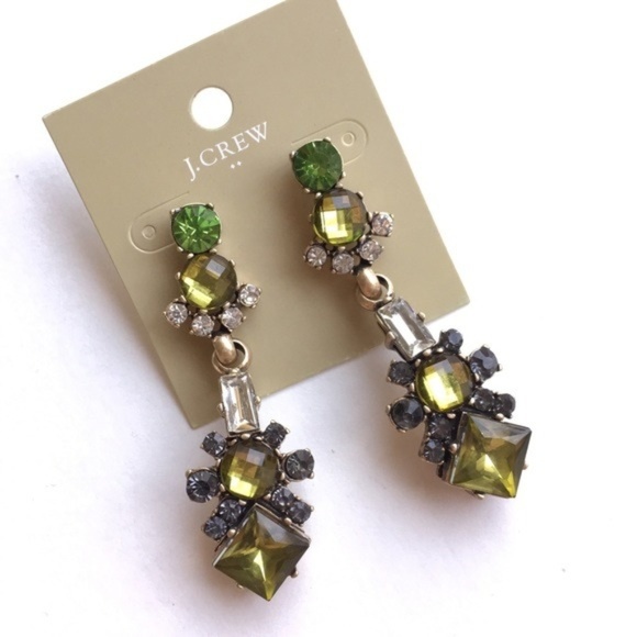 J. Crew Jewelry - Jcrew green crystal statement earrings